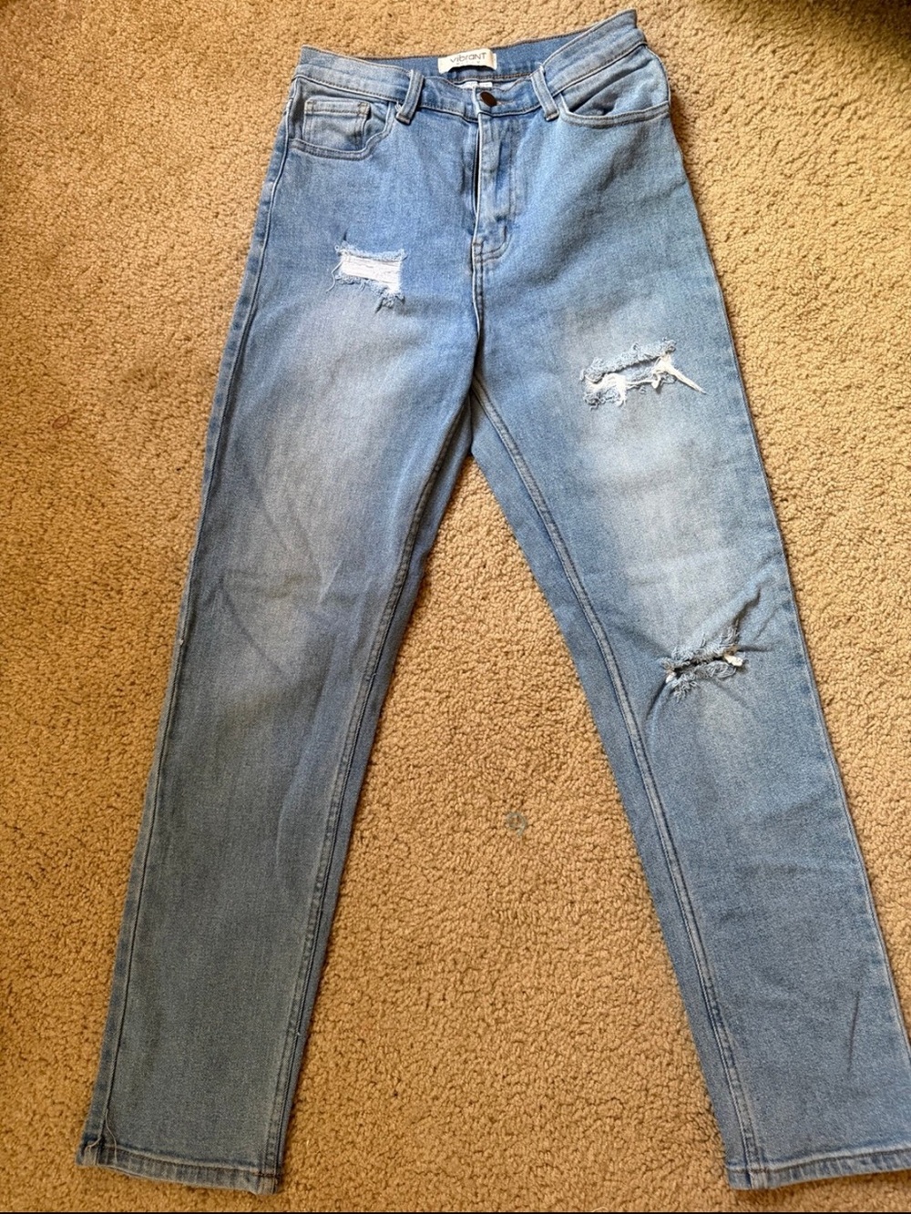 Vibrant Light Blue Ripped Skinny Jeans